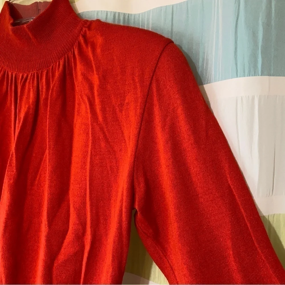Vintage Mondi Sweater Knit High Neck Red Rust Sz 34